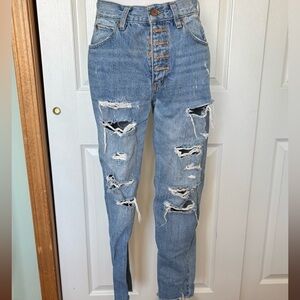 Free People We The Free Distressed Blue Jeans for Women